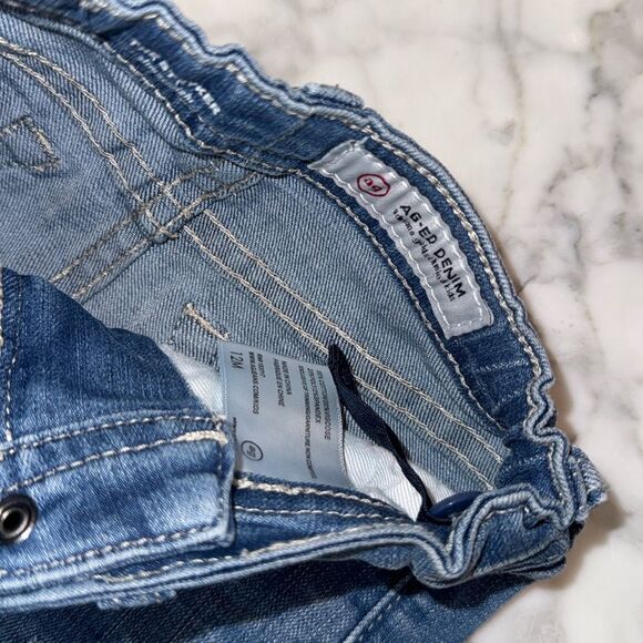 AG Classic Blue Denim Slim Straight Distressed Jeans 12M - Picture 3 of 7